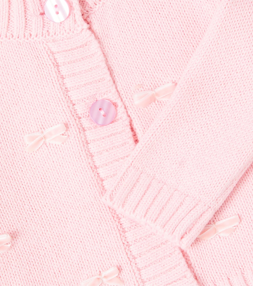Bow-detail cotton and wool cardigan