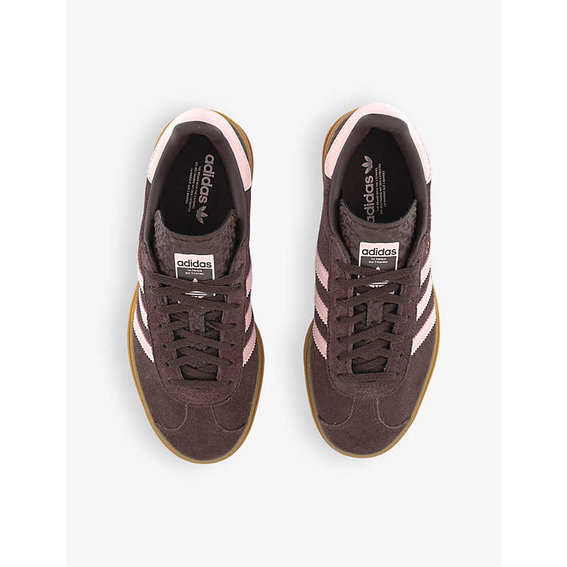 Womens Icey Pink Auburn Gold Me Gazelle Bold Brand-stripe Suede Low-top Trainers