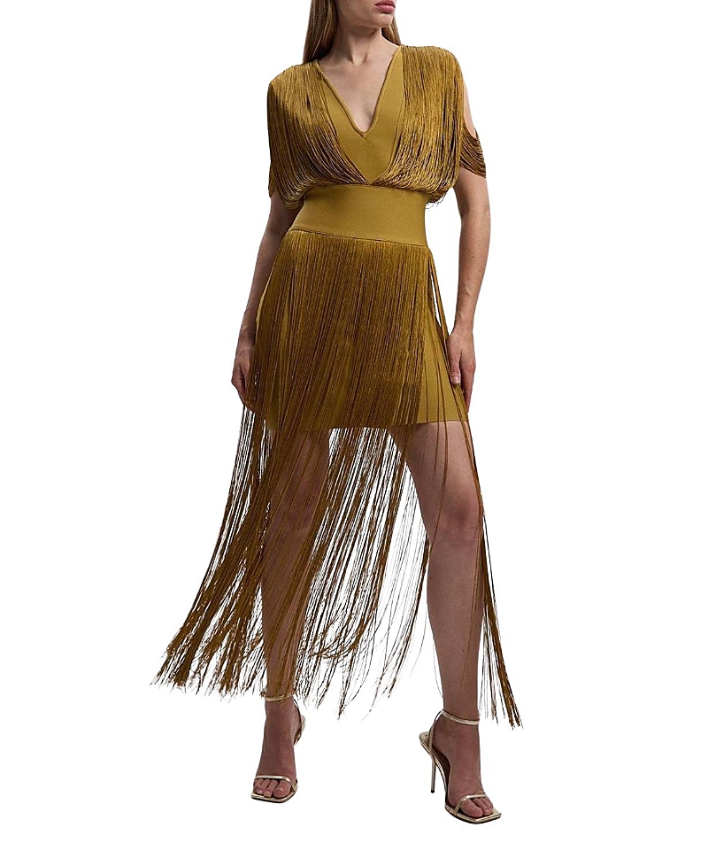 Bandage Knit Fringe Detail Dress