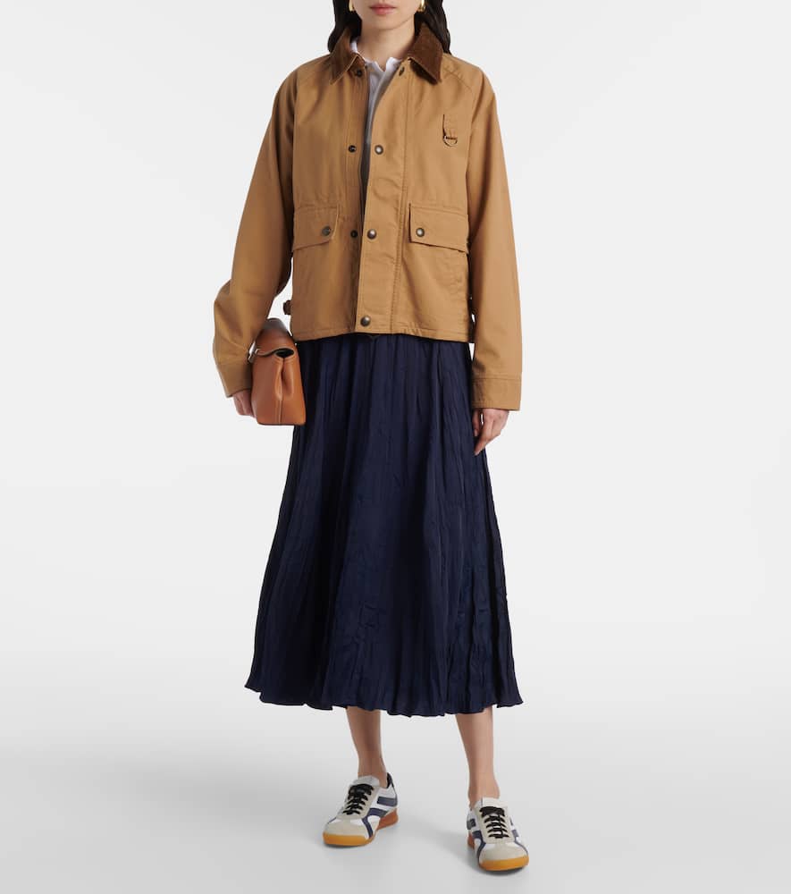 Crushed satin midi skirt