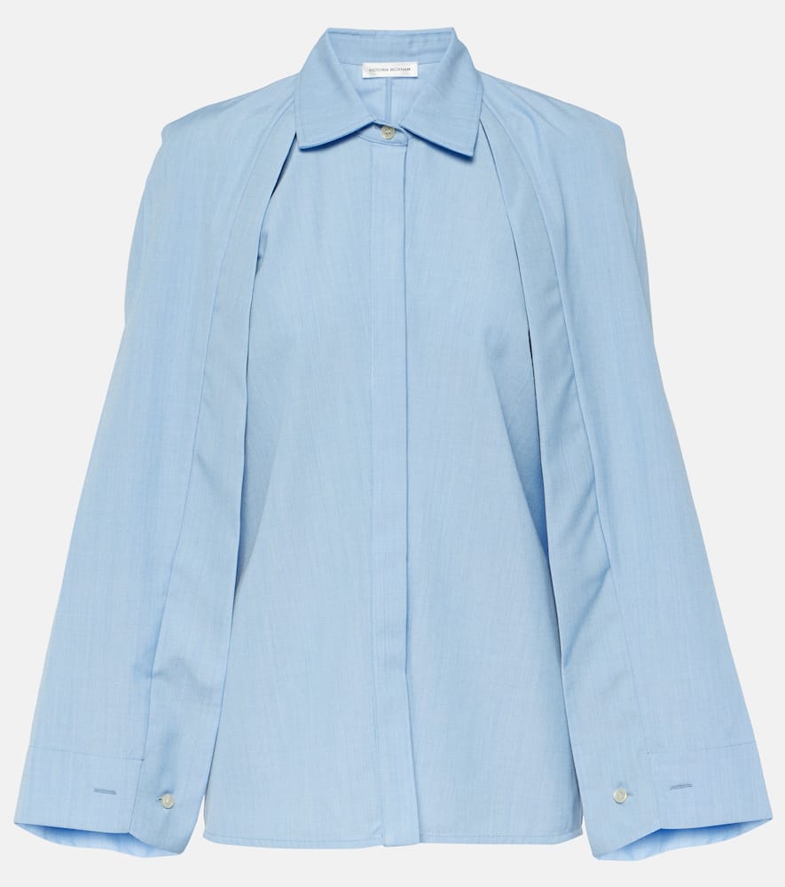 Caped virgin wool blouse