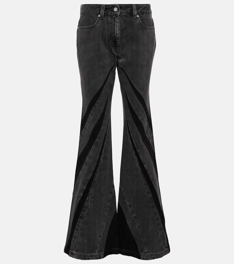 Darted mid-rise flared jeans