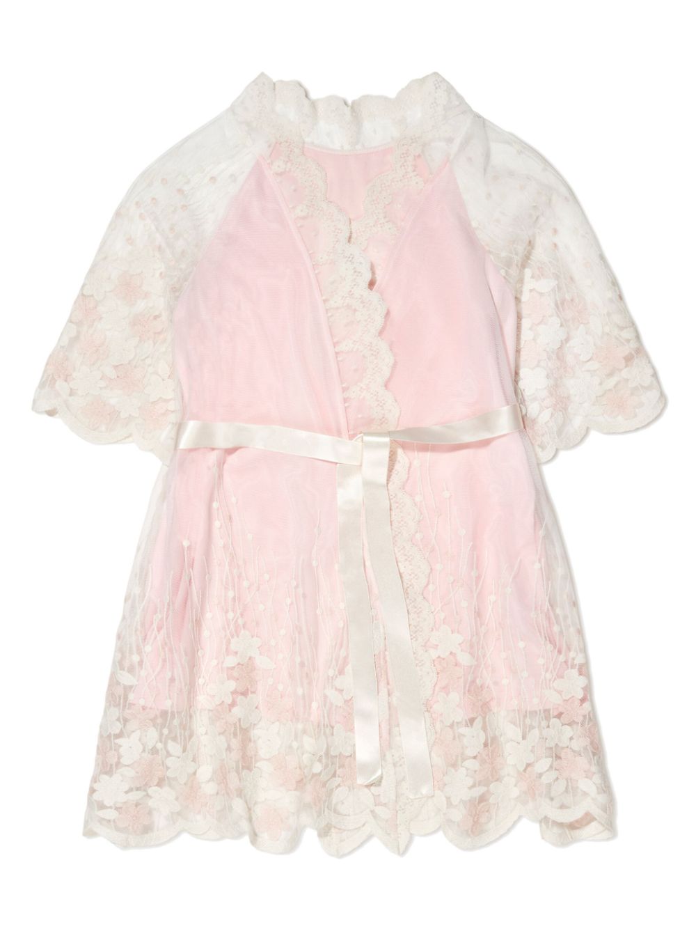 Claire floral-lace dressing gown - Pink