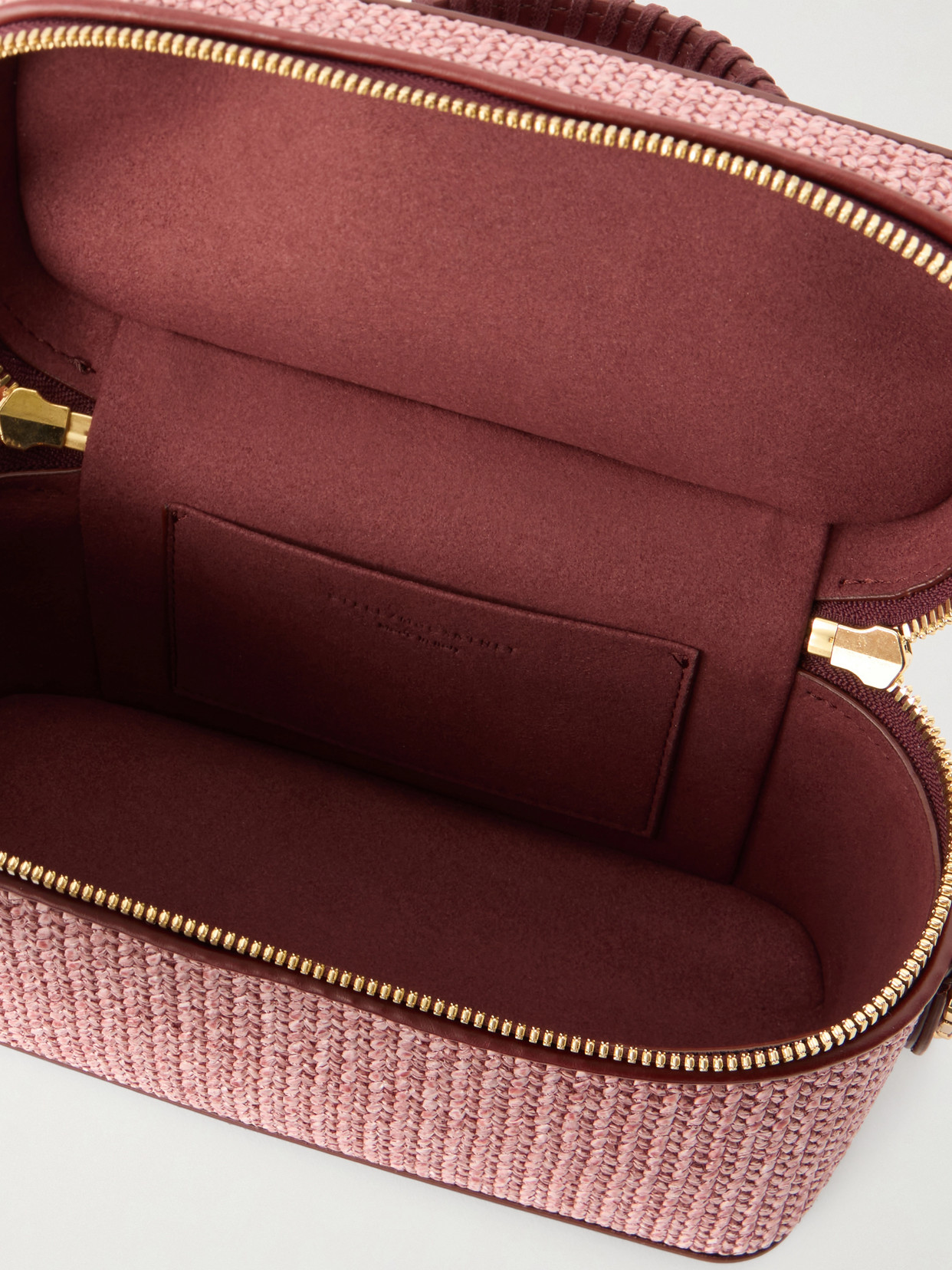 Falabella Vanity Case Vegetarian Leather-trimmed Raffia Shoulder Bag - Burgundy