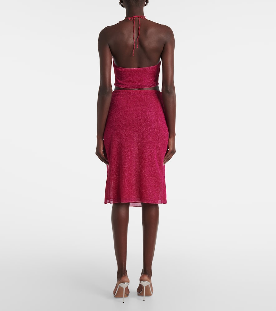 Oséree Lumière Rose ruched midi skirt