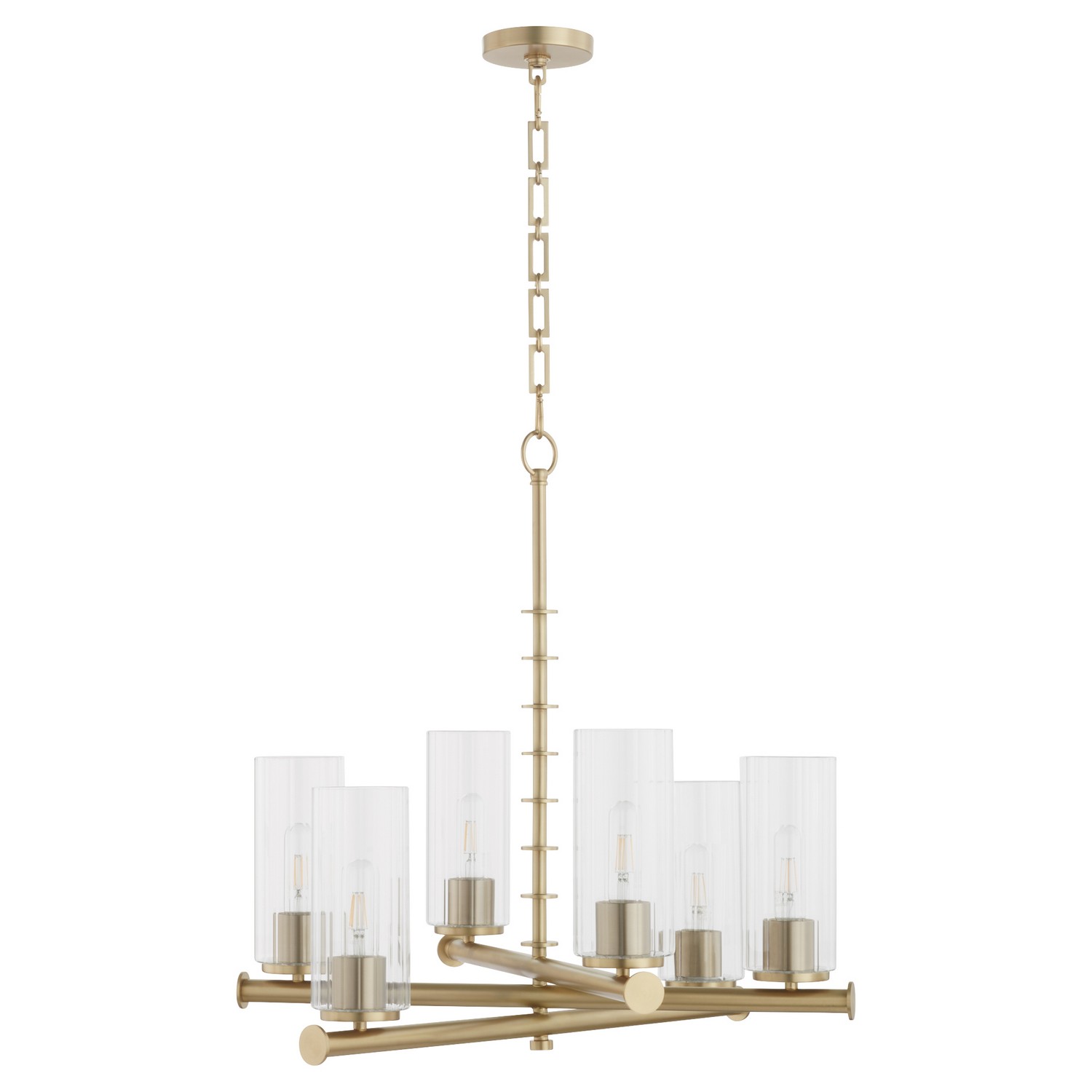 Aged Brass Six Light Chandelier from the Juniper Collection