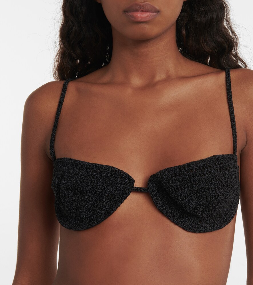 Crocheted cotton-blend bra
