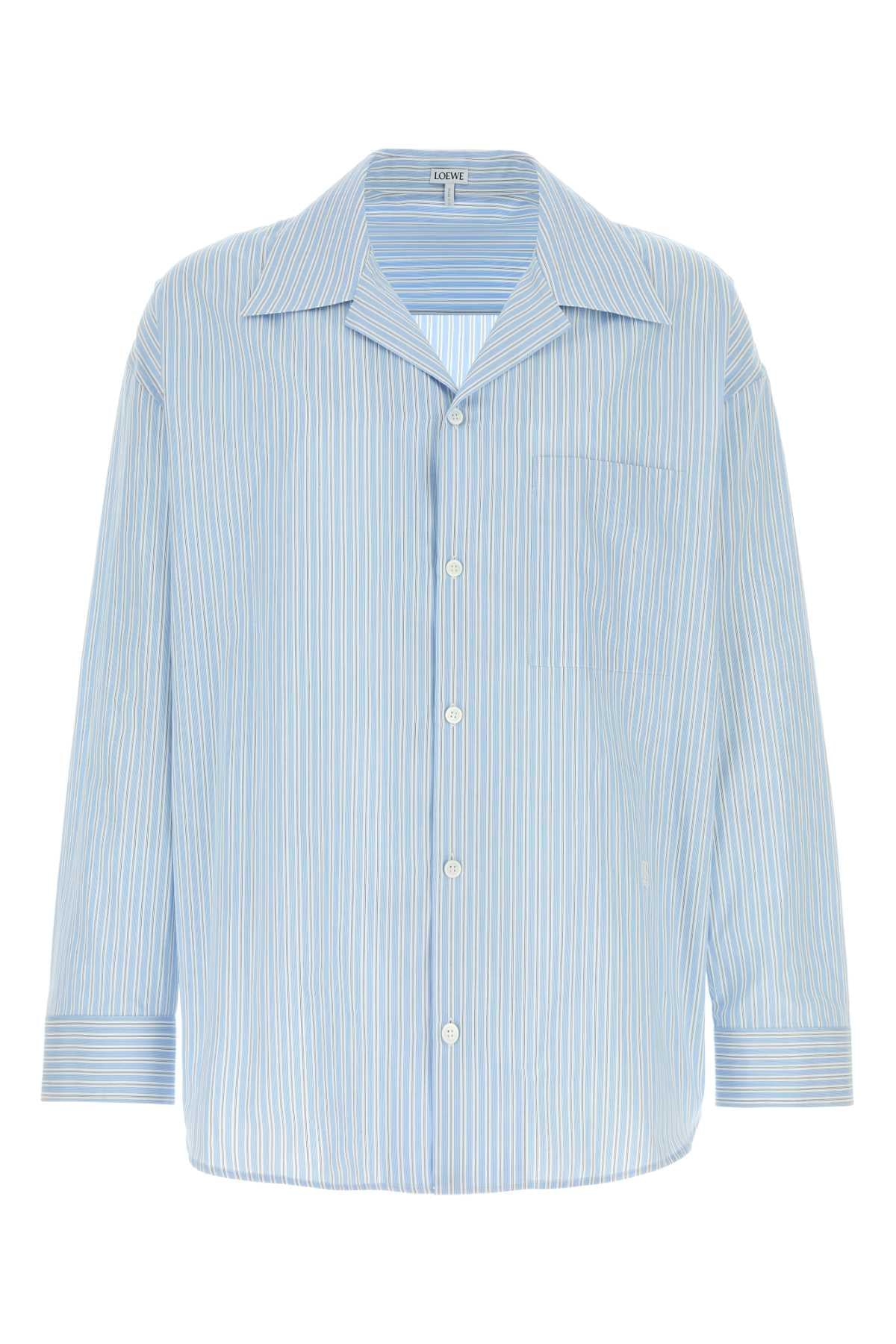 Striped Poplin Shirt — Blue