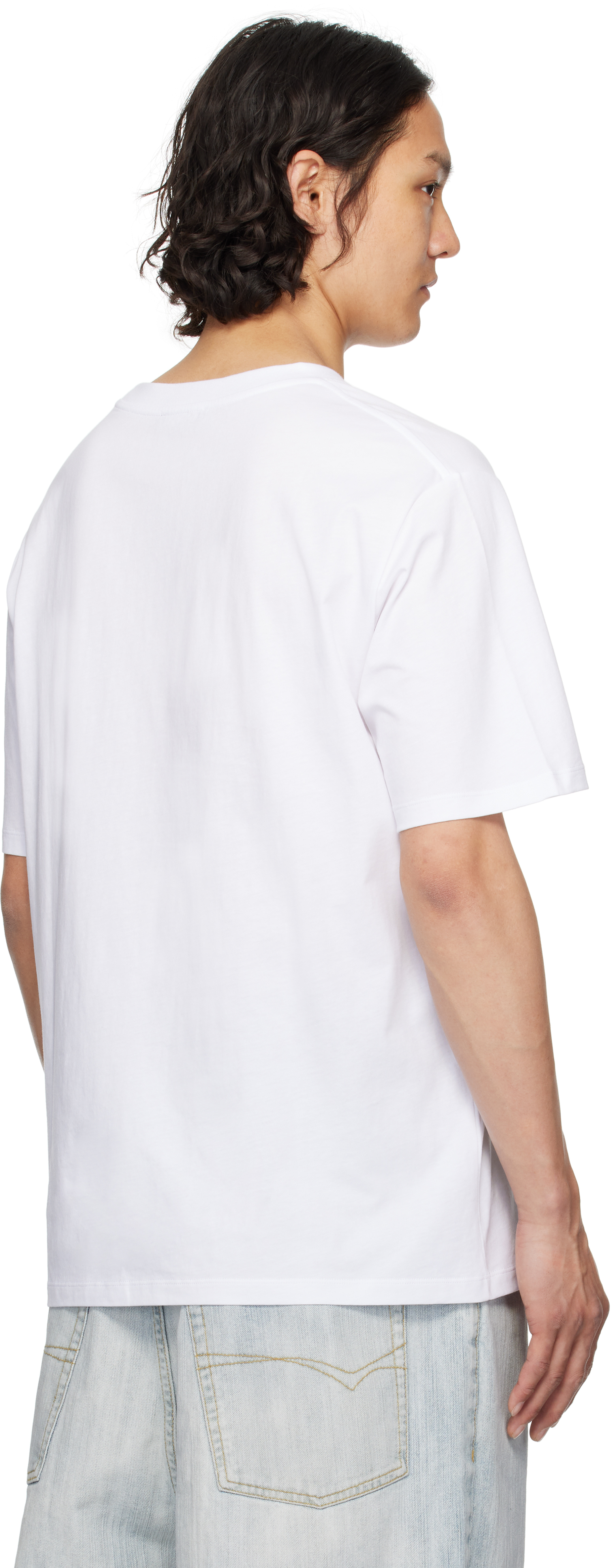 Balmain White Printed 'Balmain Paris' Logo & Planet T-shirt