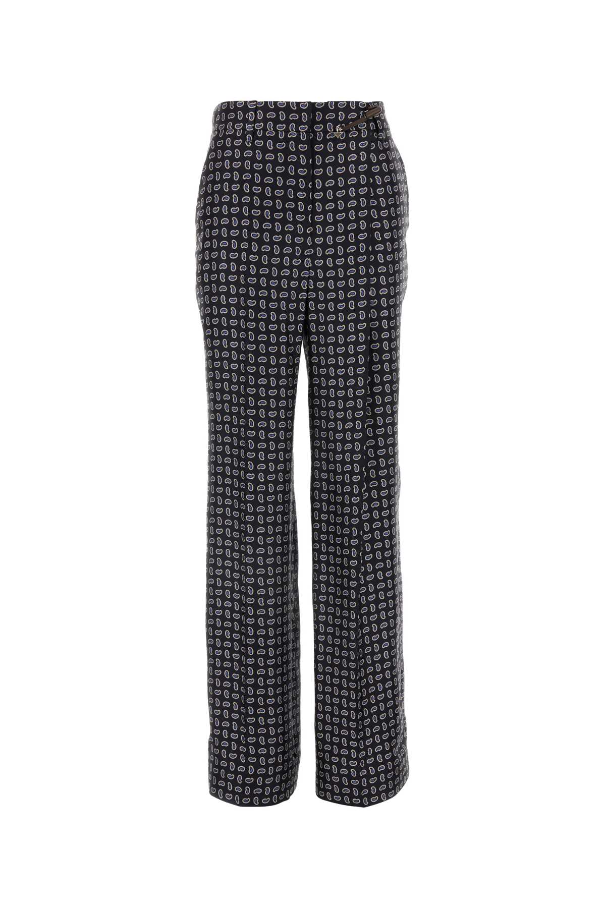 Printed Silk Trousers — Gray