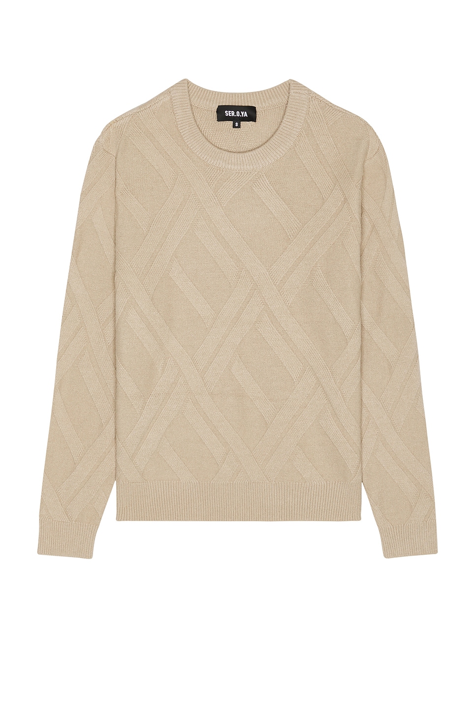 SER.O.YA Joseph Grid Cable Sweater in Tan.  XL/1X. Also in L