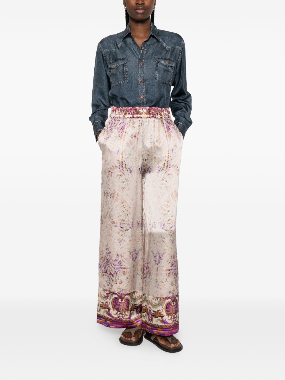 Denim Print Silk Shirt