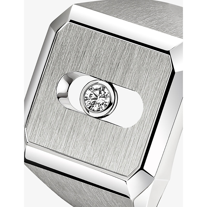 Move Titanium and 0.06ct Diamond Signet Ring