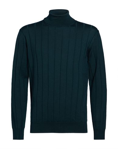 Man Turtleneck Dark green Size 44 Wool