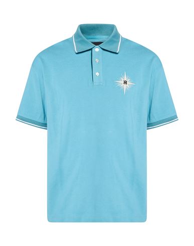 Man Polo shirt Sky blue Size M Cotton