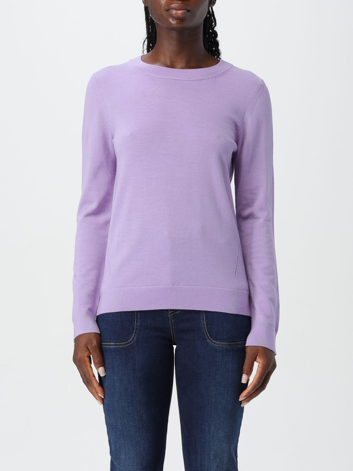 Long slit-sleeve virgin wool jumper - Blue