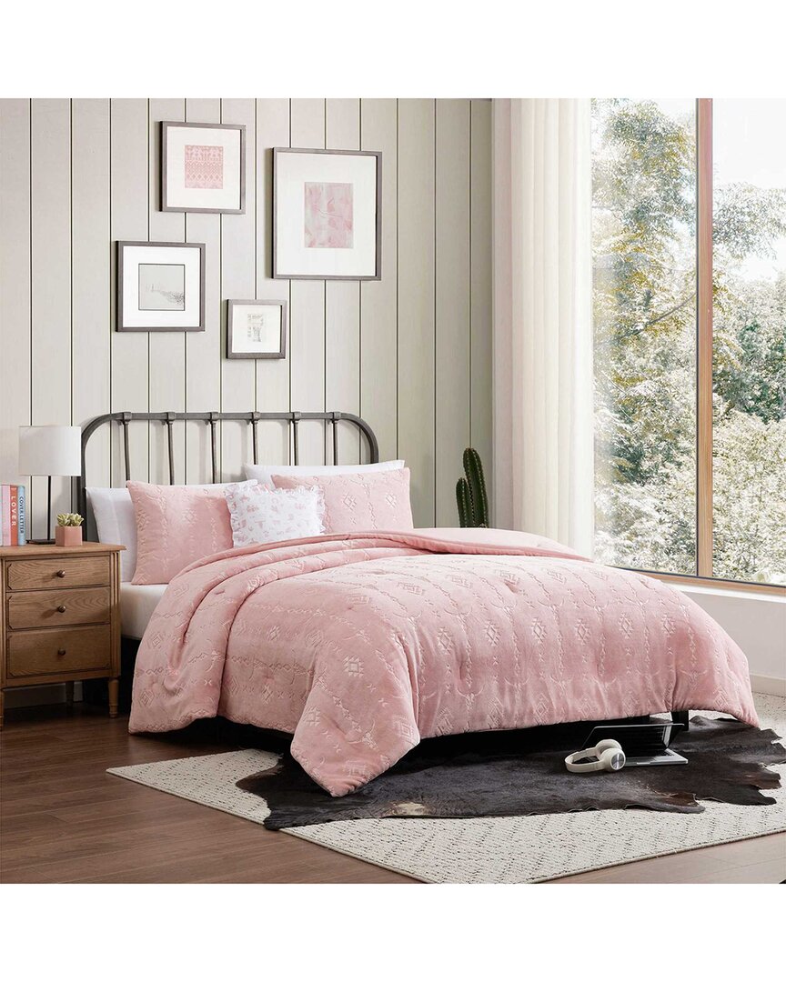 Steer Head Stripe Embossed Plush Comforter Set