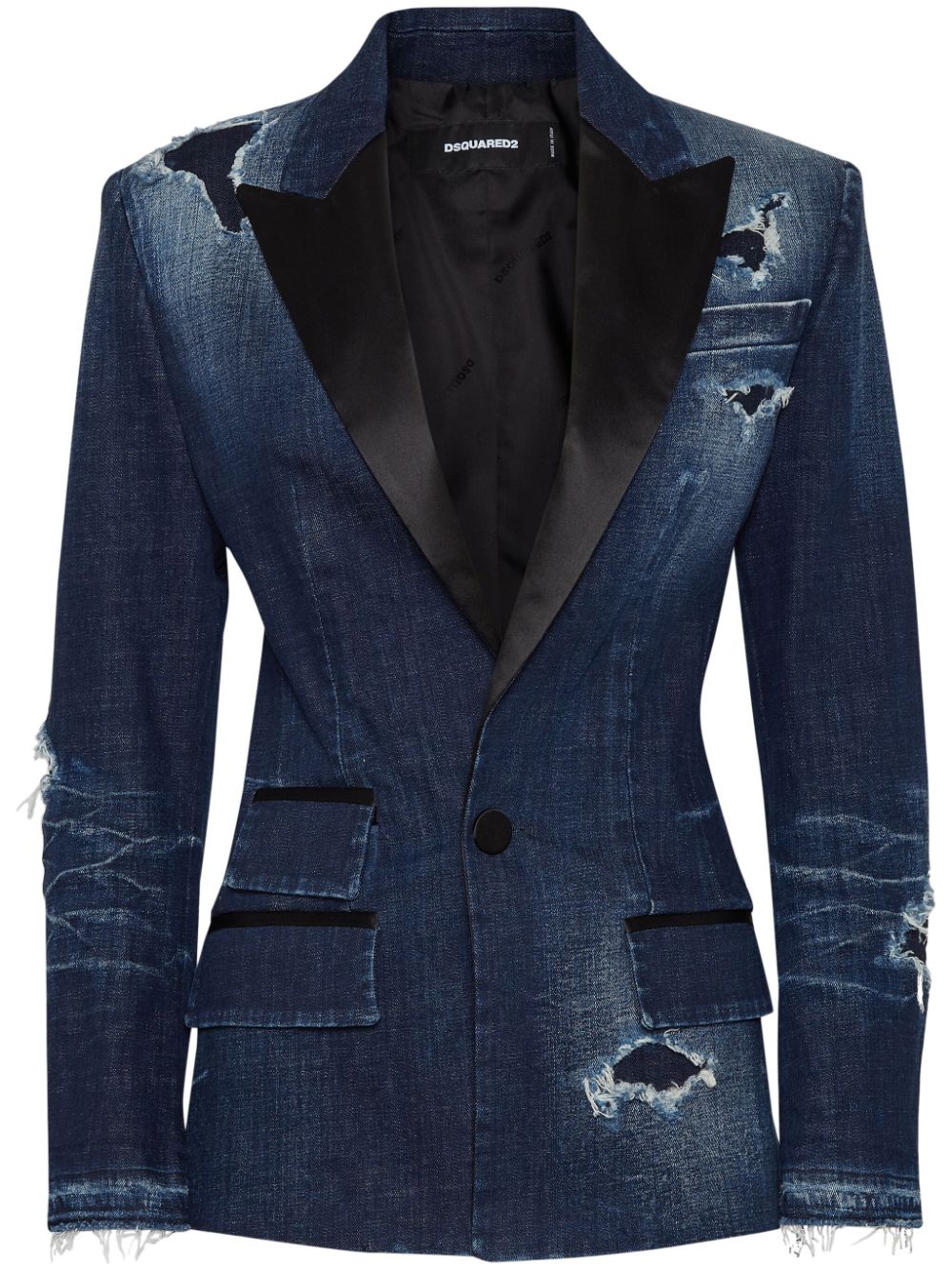 Distressed denim blazer - Blue