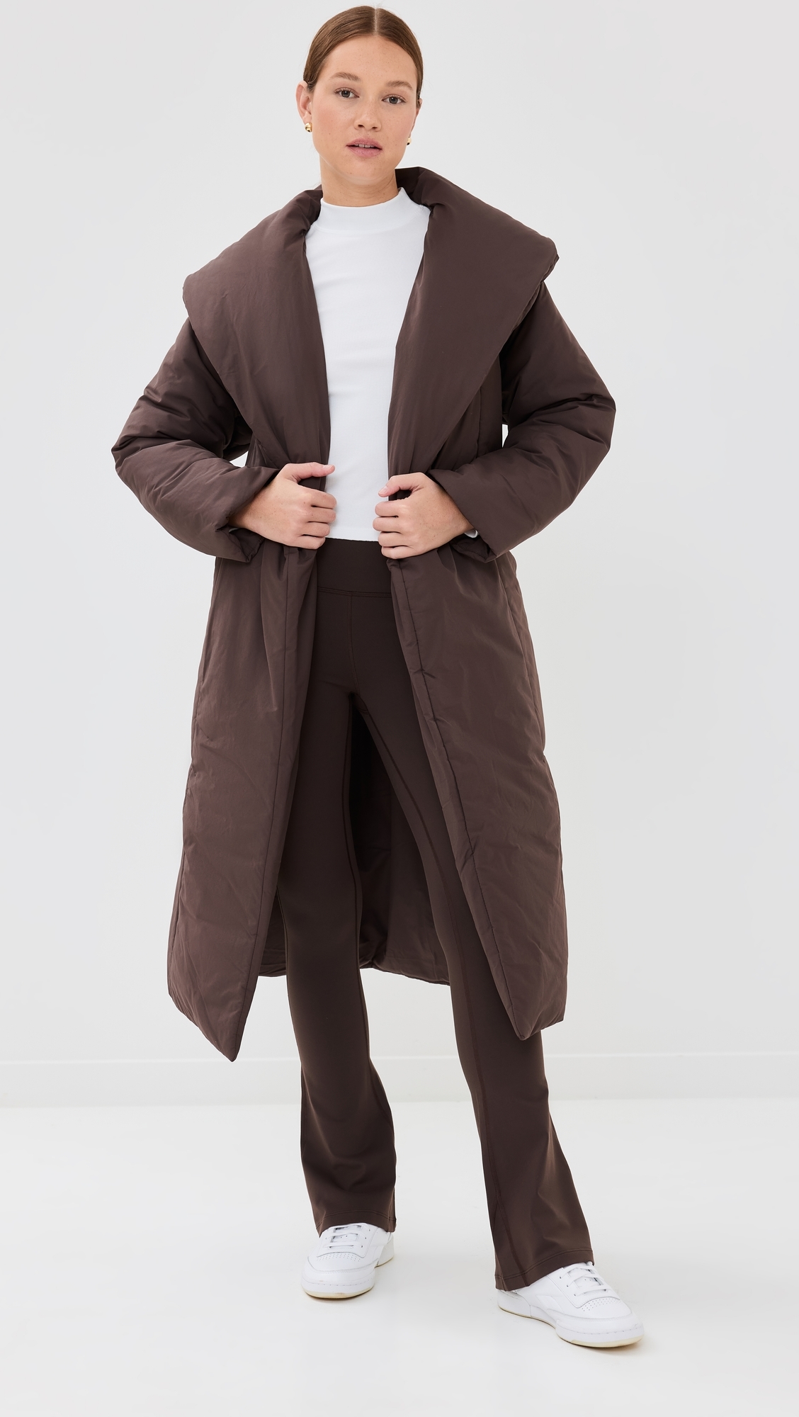 Ana Long Wrap Puffer Coat Coffee Bean
