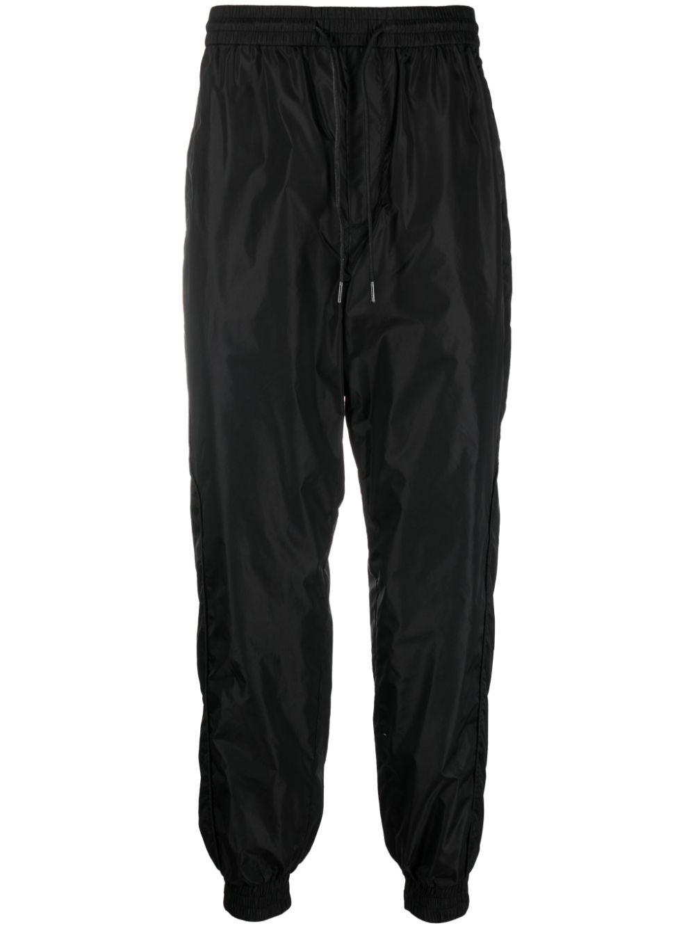 Drawstring-waistband tapered-leg trousers - Black