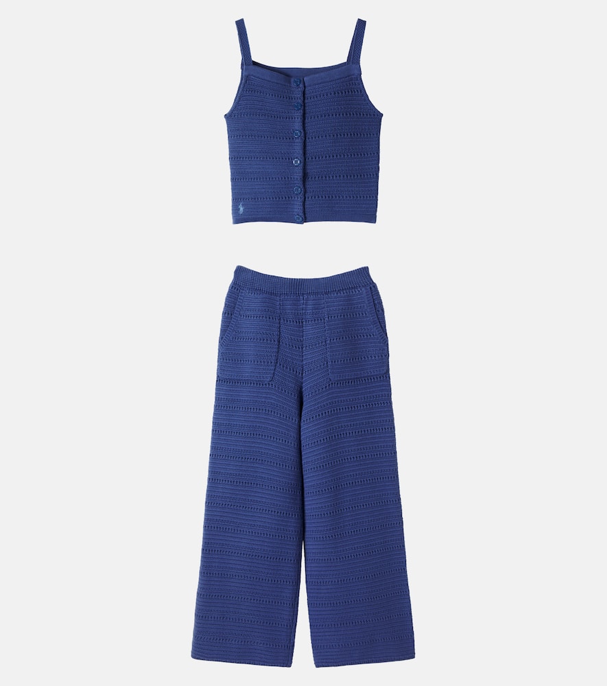 Crochet cotton tank top and pants set