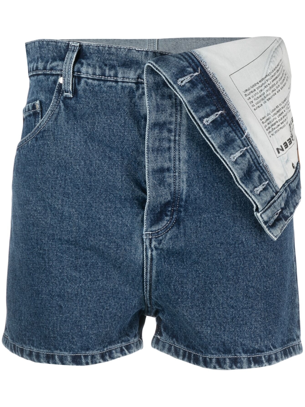 Foldover-waist denim shorts - Blue