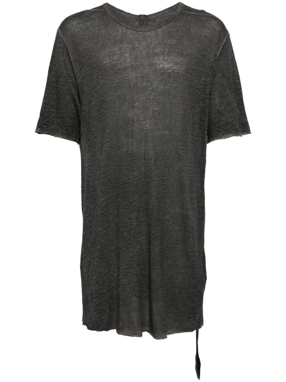 Zip-detailing linen T-shirt - Grey