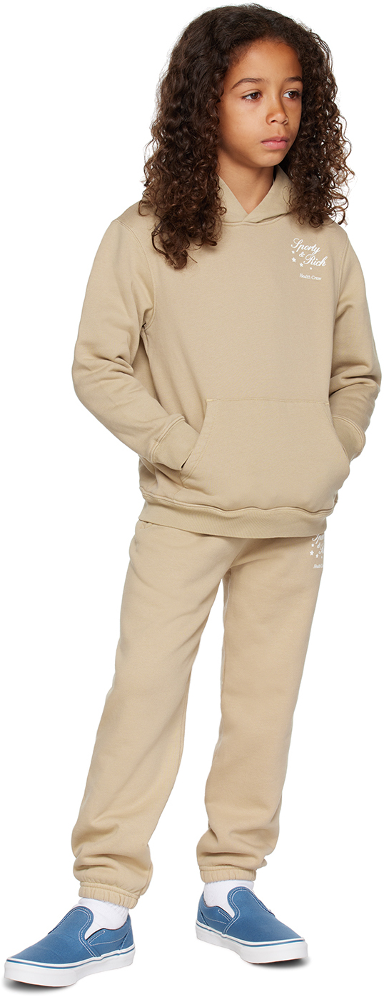 Kids Beige Print Hoodie
