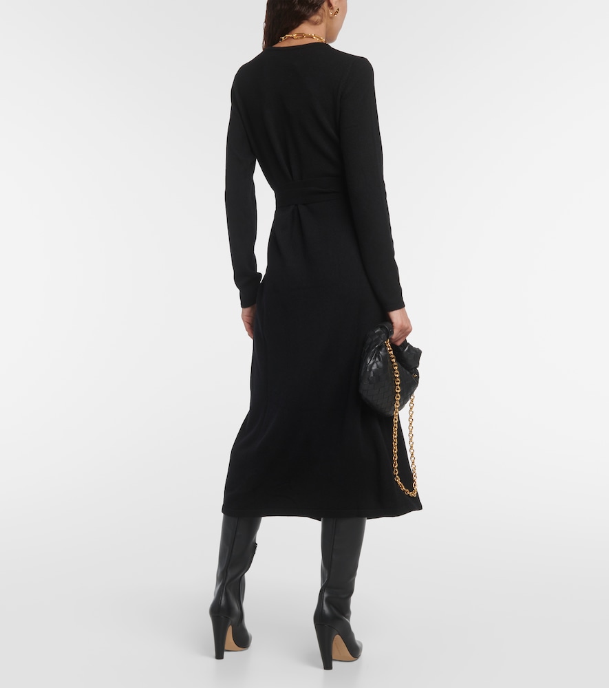 Astrid wool and cashmere wrap midi dress