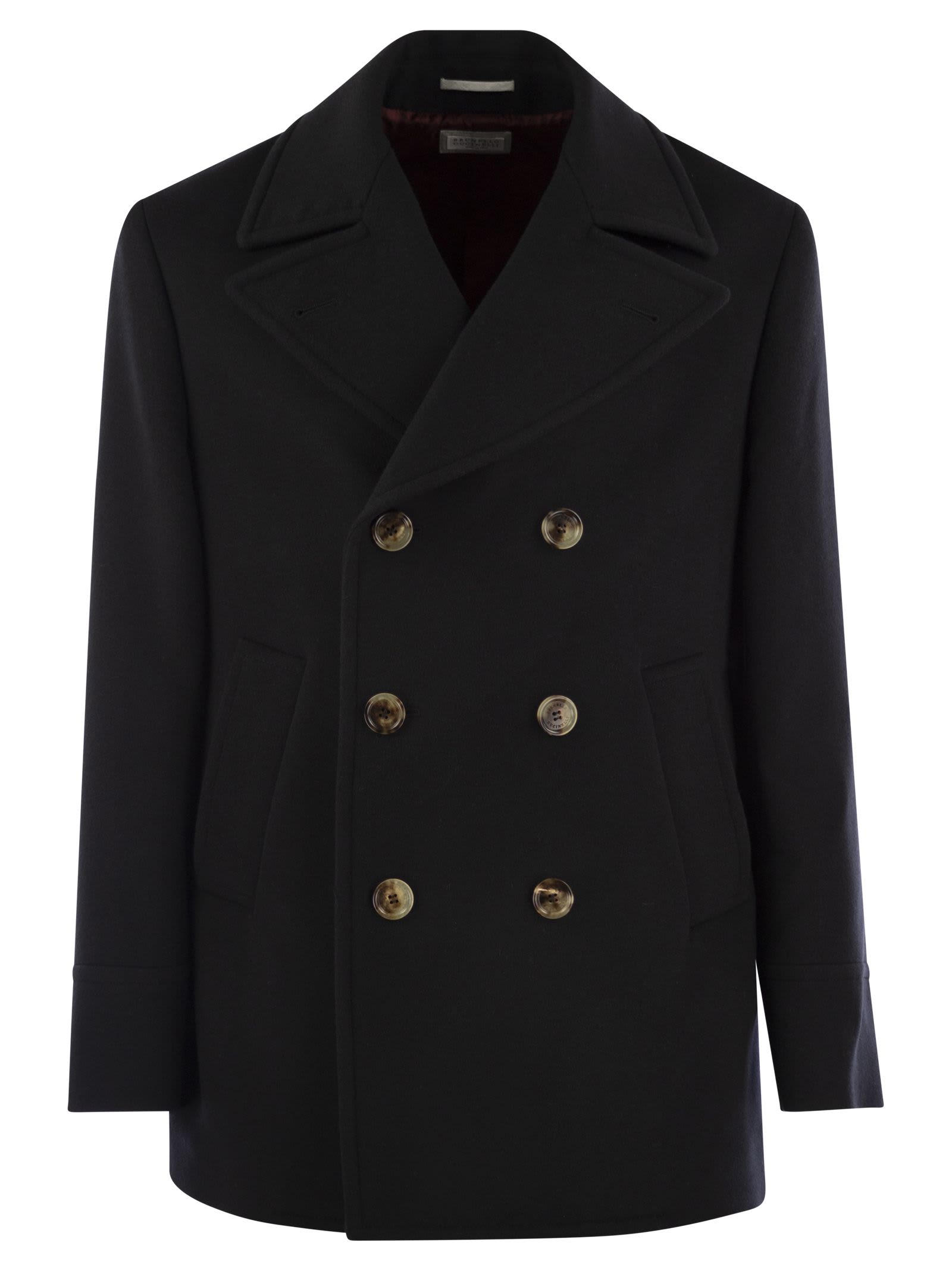 Notched-lapels felted peacoat - Black