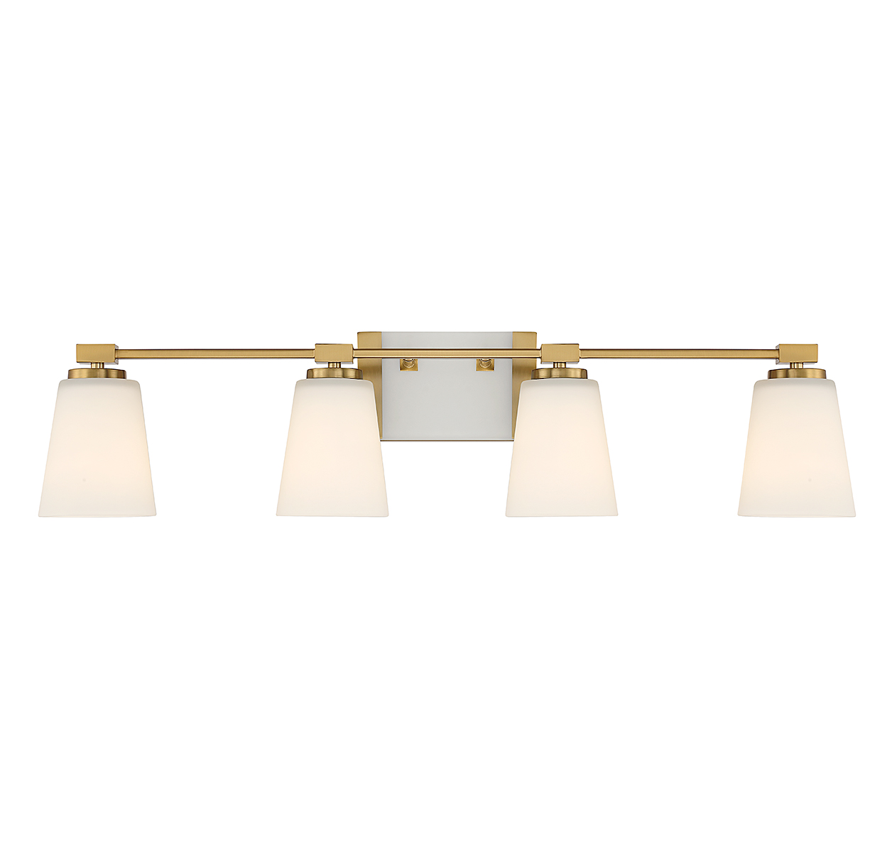 Warm Brass Four Light Bathroom Vanity from the Darby Collection