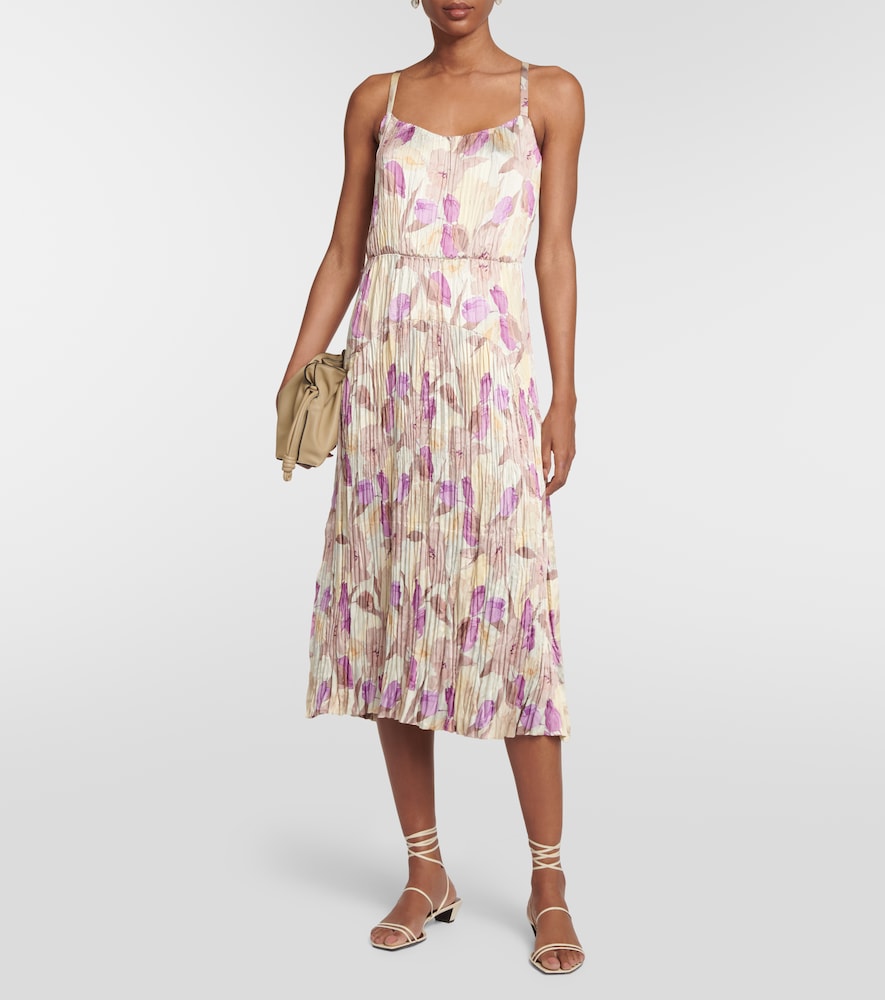 Vince Floral pleated midi dress
