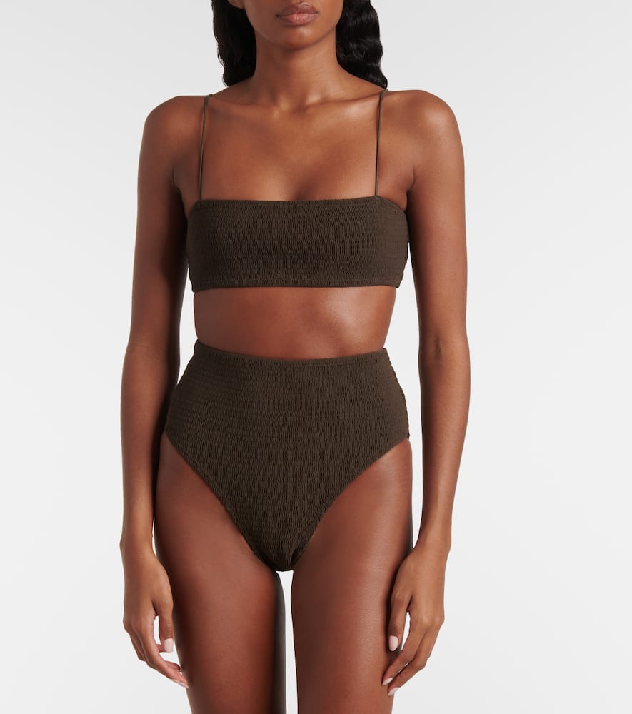 Shirred jersey bikini bottoms