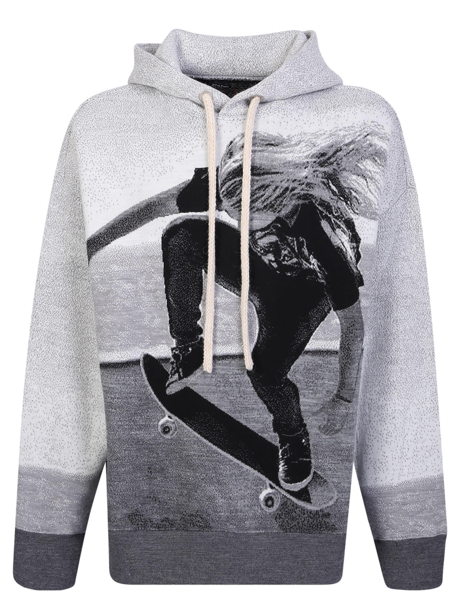 Skater-pattern panelled hoodie