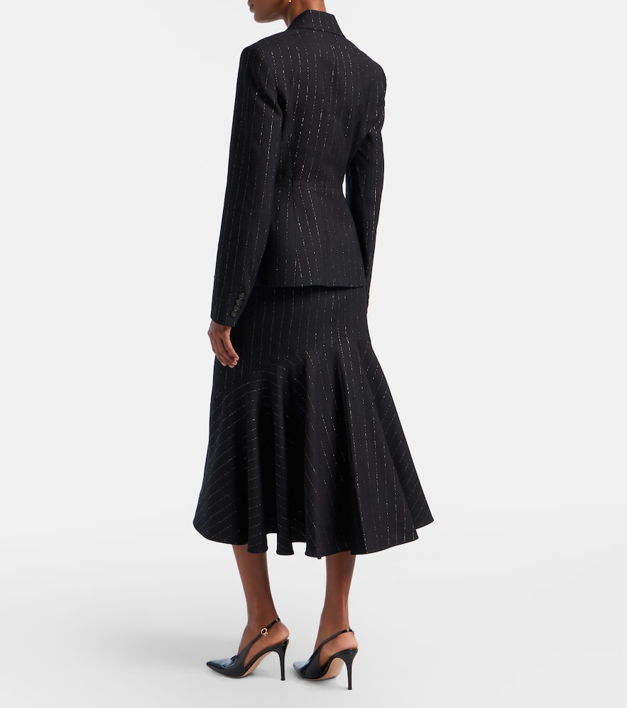 Pinstripe wool midi skirt