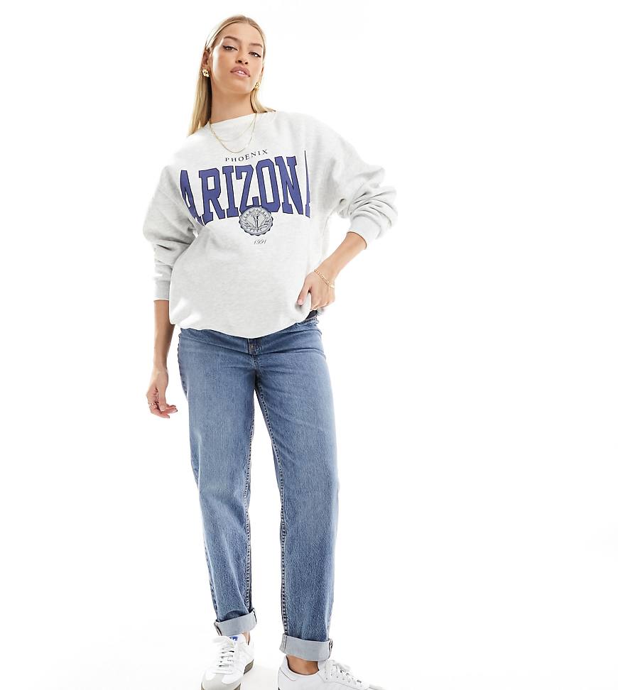 ASOS DESIGN Maternity high rise relaxed mom jeans in mid blue