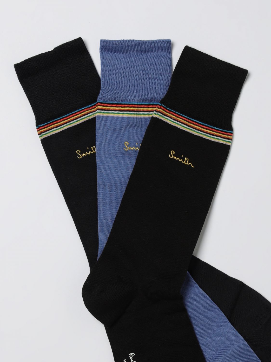 Logo-embroidered socks (set of three) - Blue