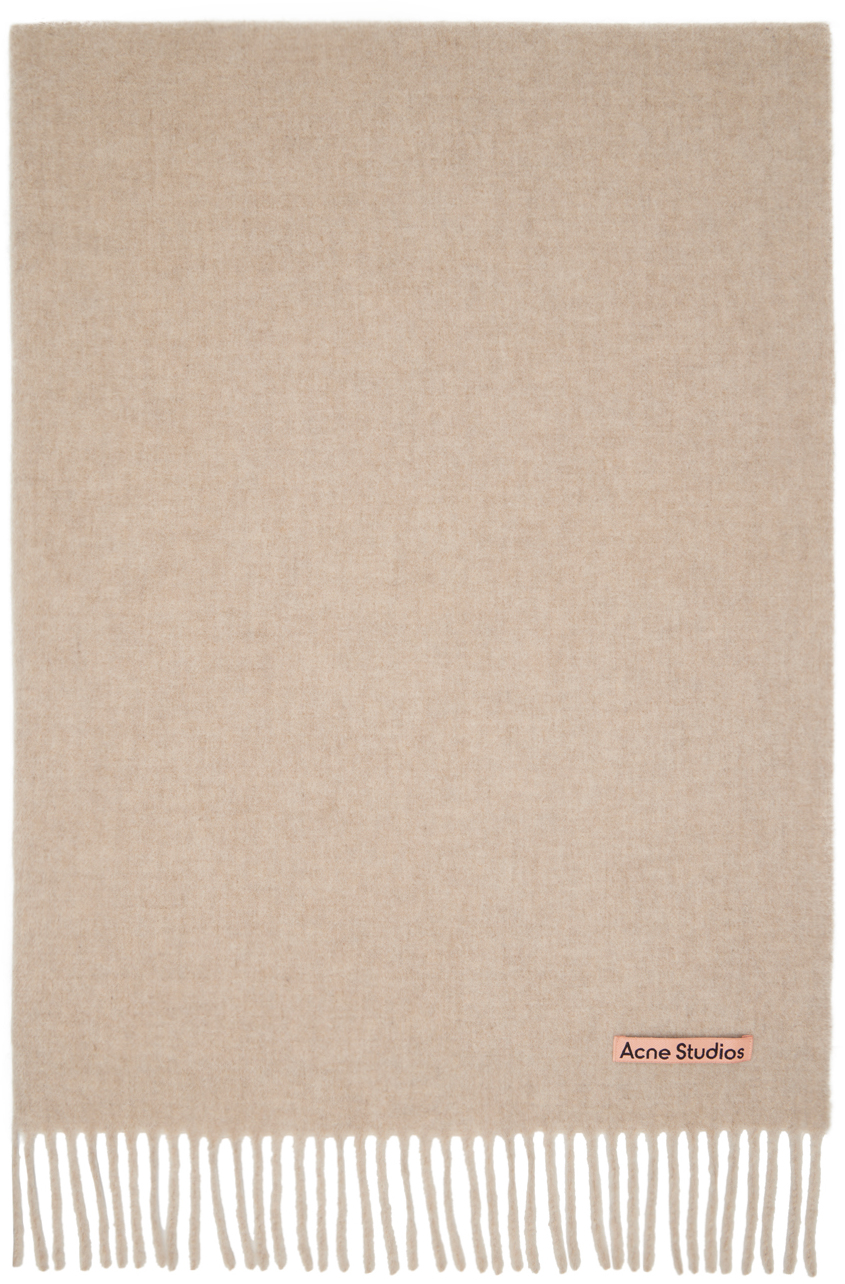 Acne Studios Beige Fringe Wool Oversized Scarf