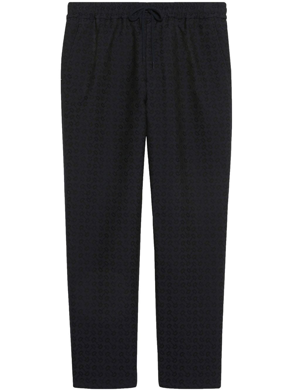Horsebit-jacquard drawstring trousers - Blue