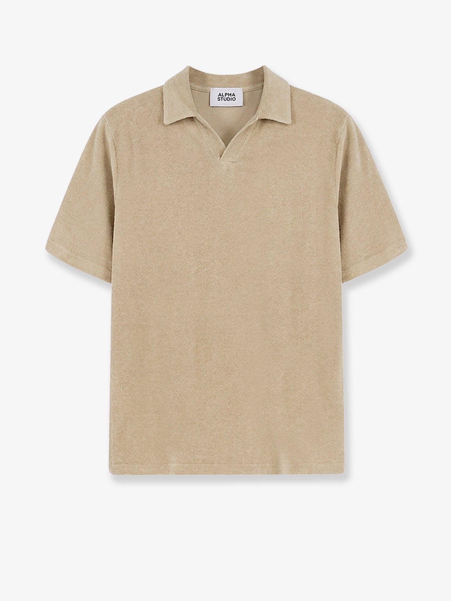 Linen-Cotton Polo Shirt — Beige