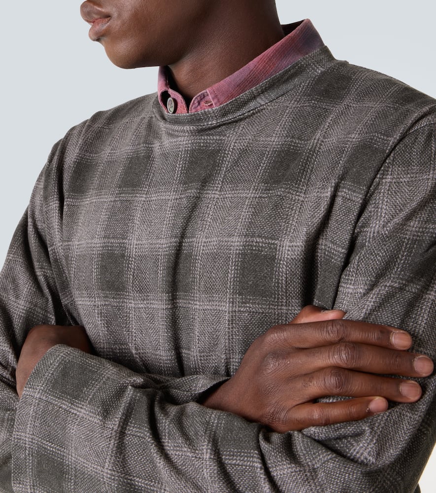 Box checked cotton jersey T-shirt