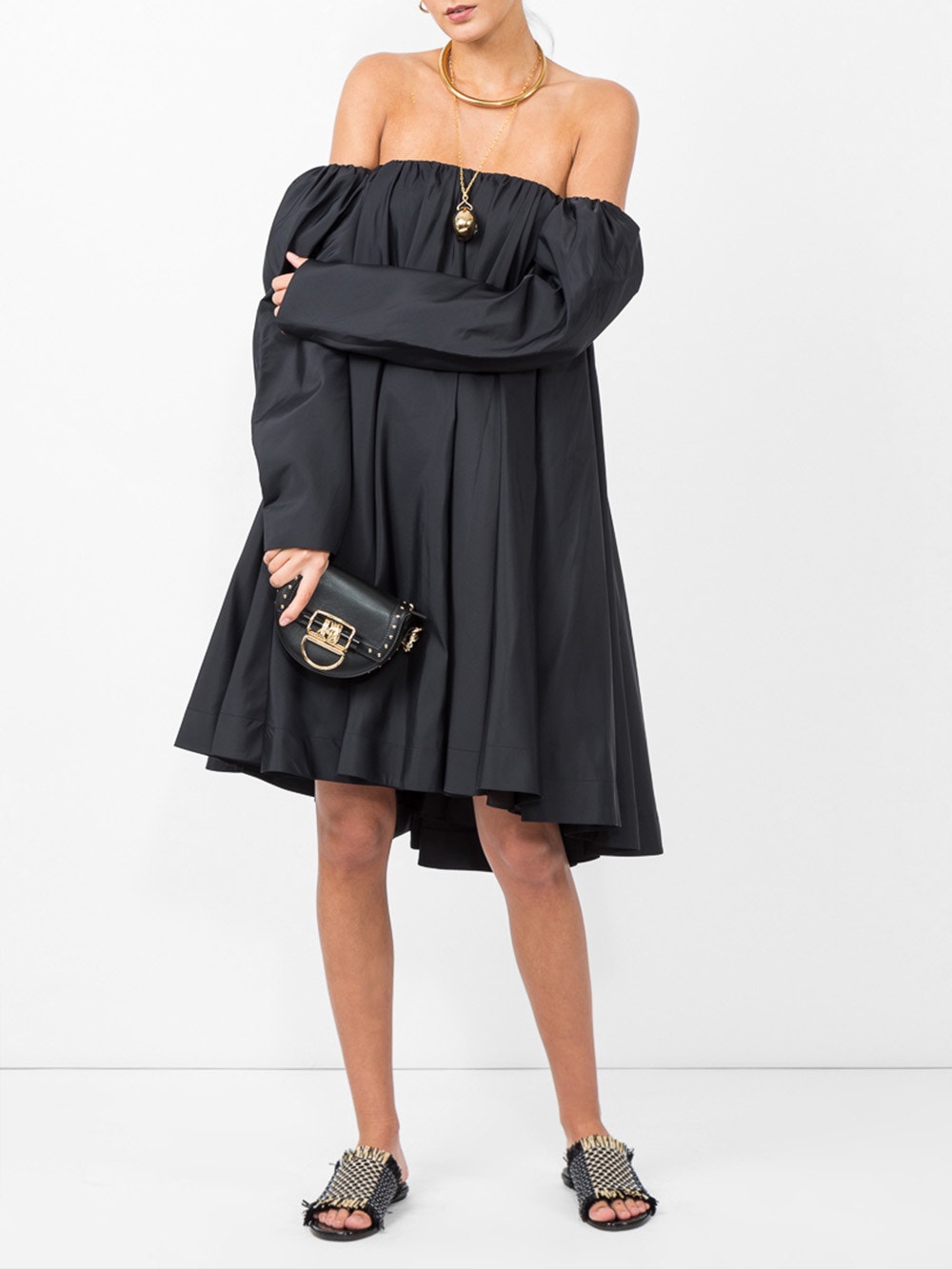 Bardot Ruffled Dress Black