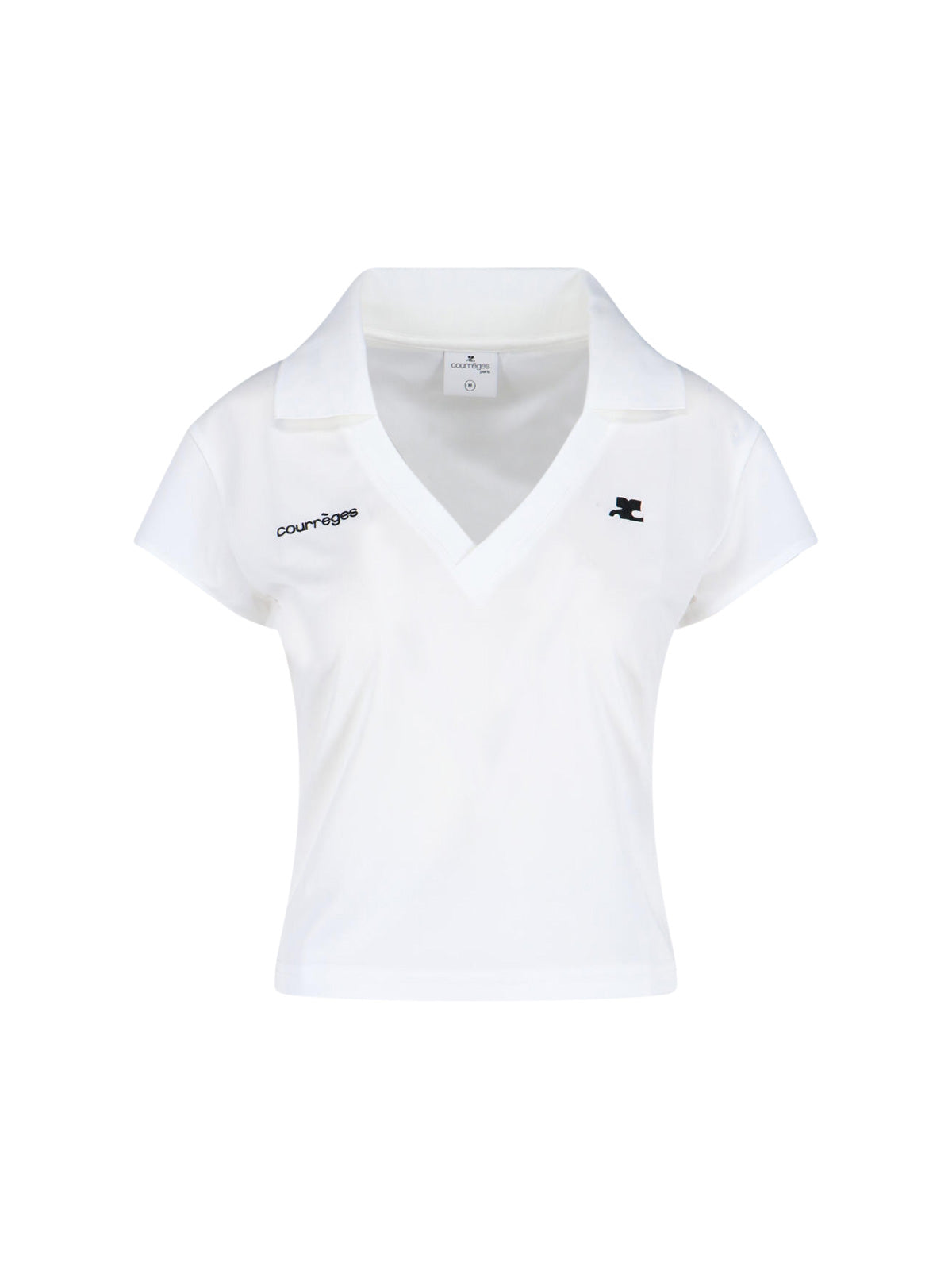 Courrèges COURREGÈS V-neck Short Sleeves Polo Collar Logo Cropped Polo Shirt