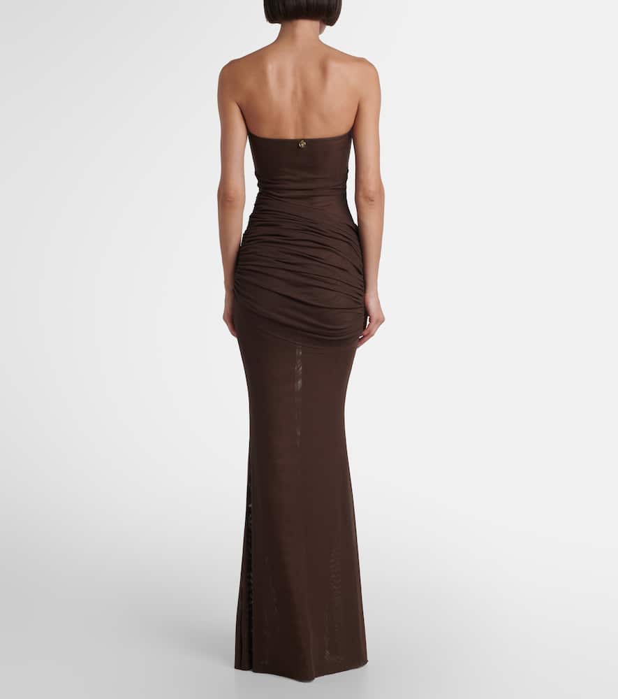 Erica ruched strapless maxi dress