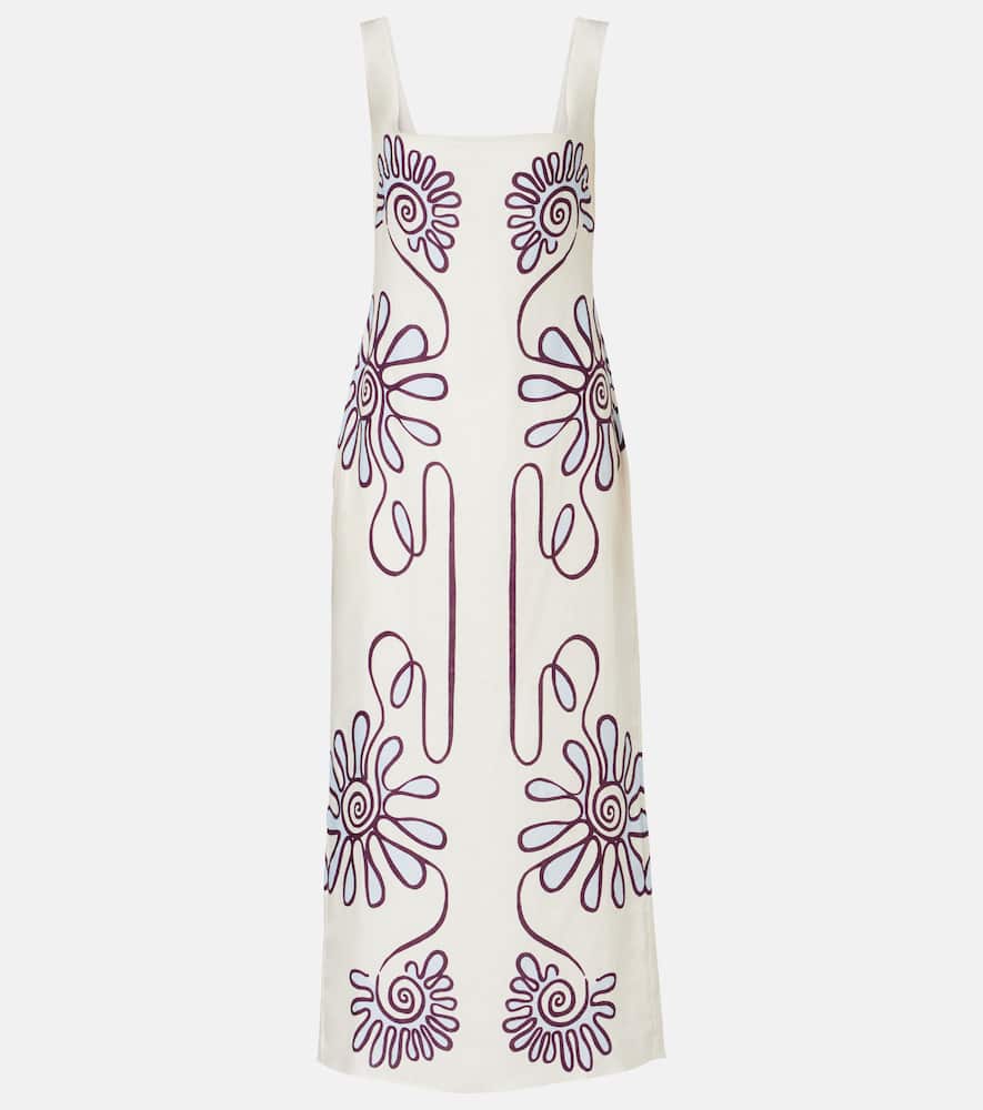 Amaranta printed linen midi dress