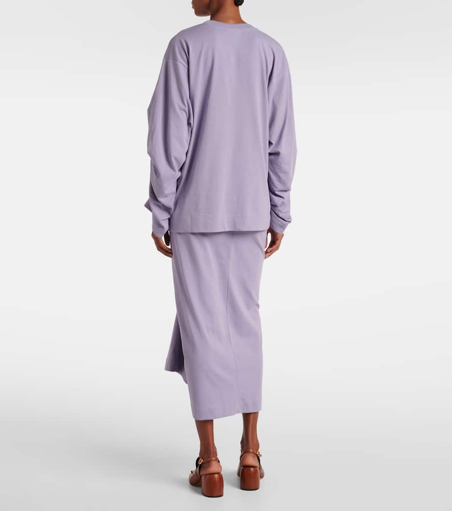 Ruched cotton jersey sweatshirt