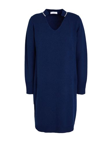 Woman Mini dress Navy Size 6 Merino Wool, Viscose, Cashmere