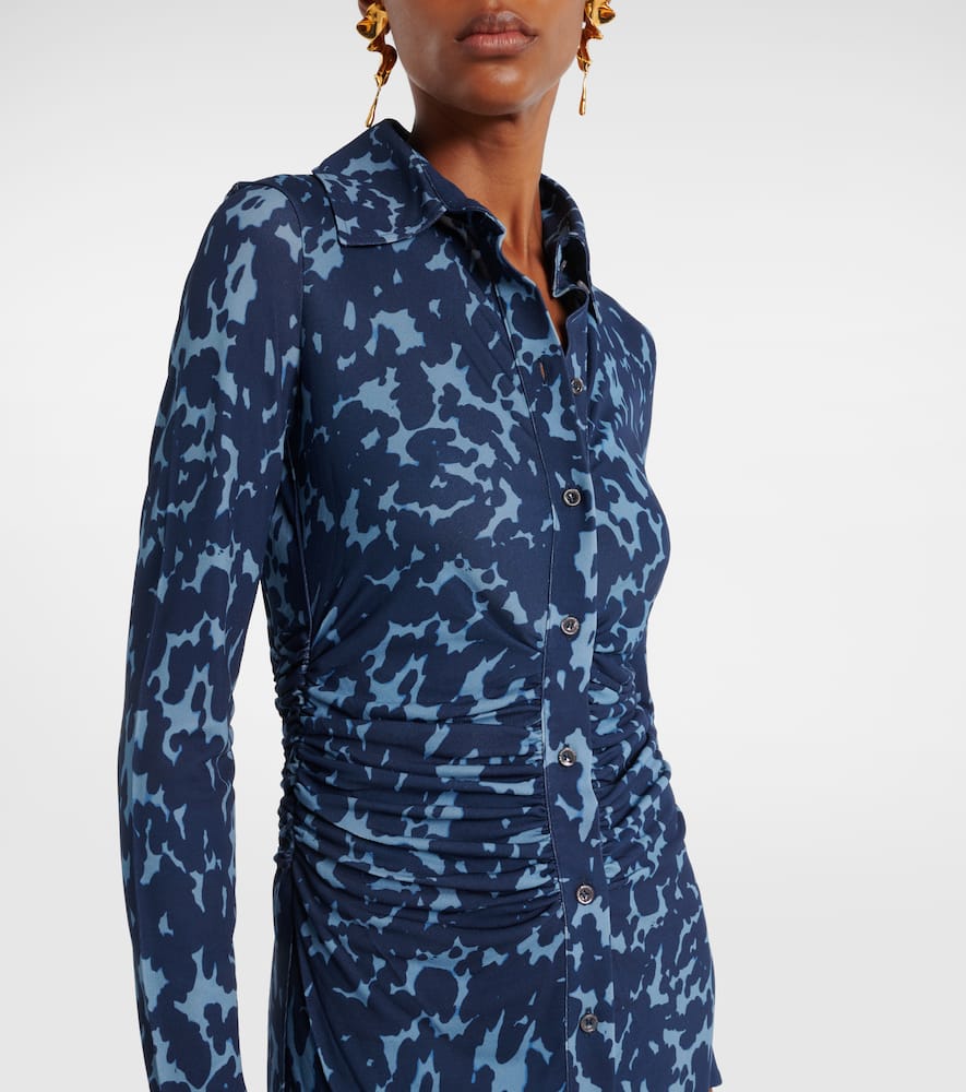 Claudia printed ruched jersey shirt dress