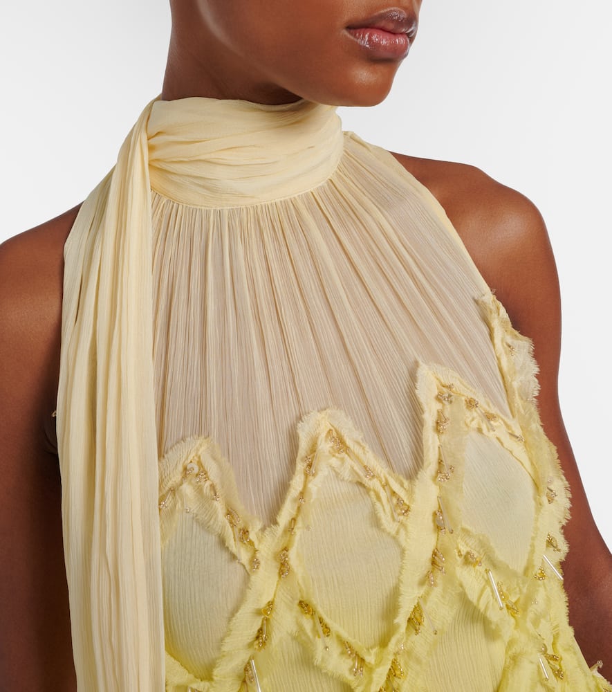 Embellished crepon maxi dress