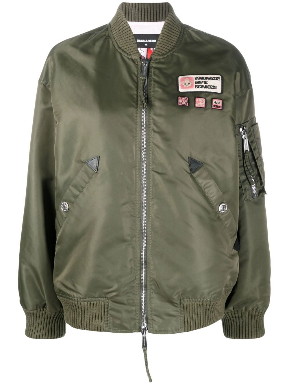 Patch-detail bomber jacket - Green